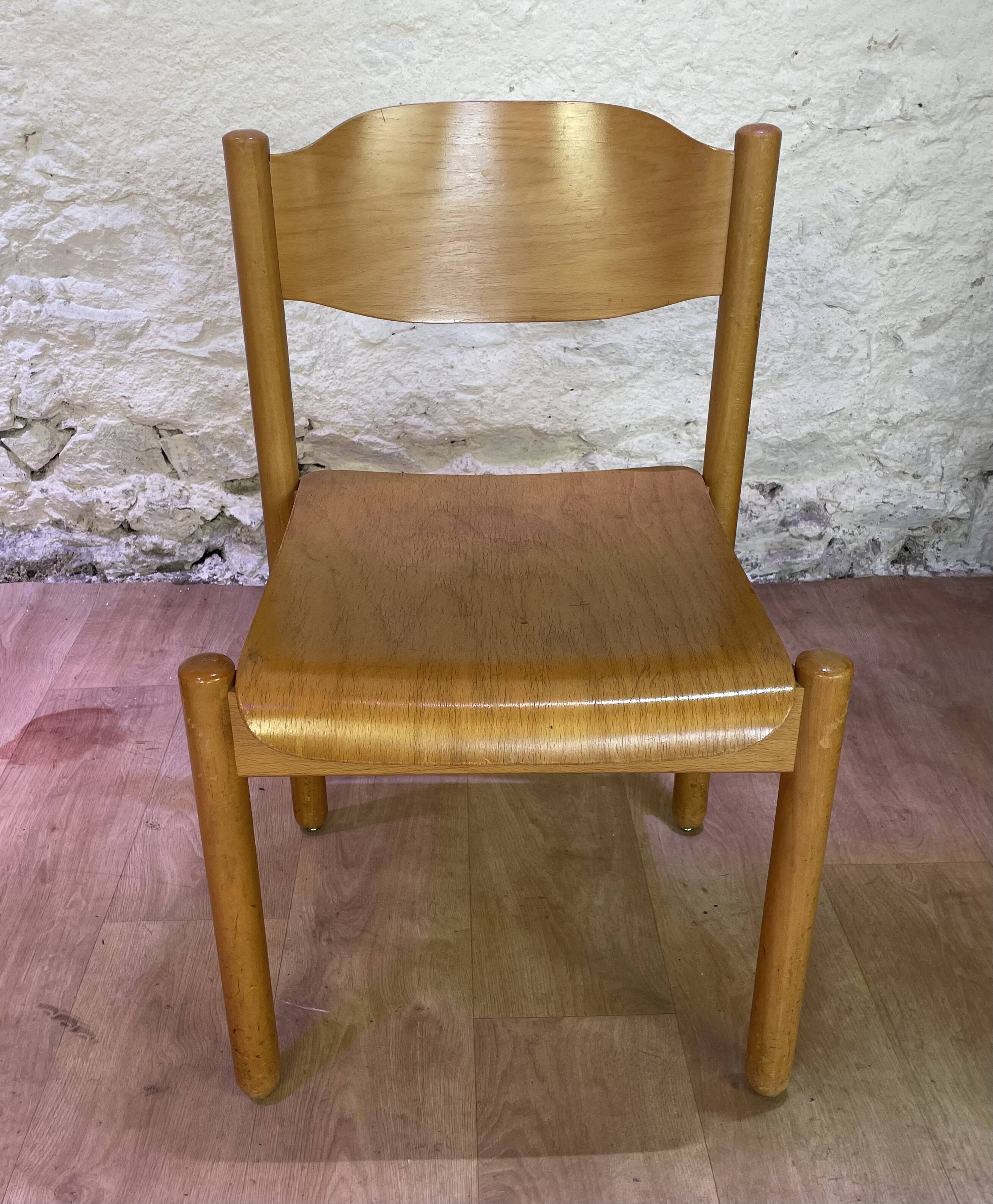 Set of 6 stackable vintage wooden chairs
