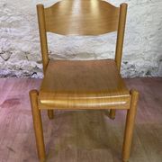Set of 6 stackable vintage wooden chairs