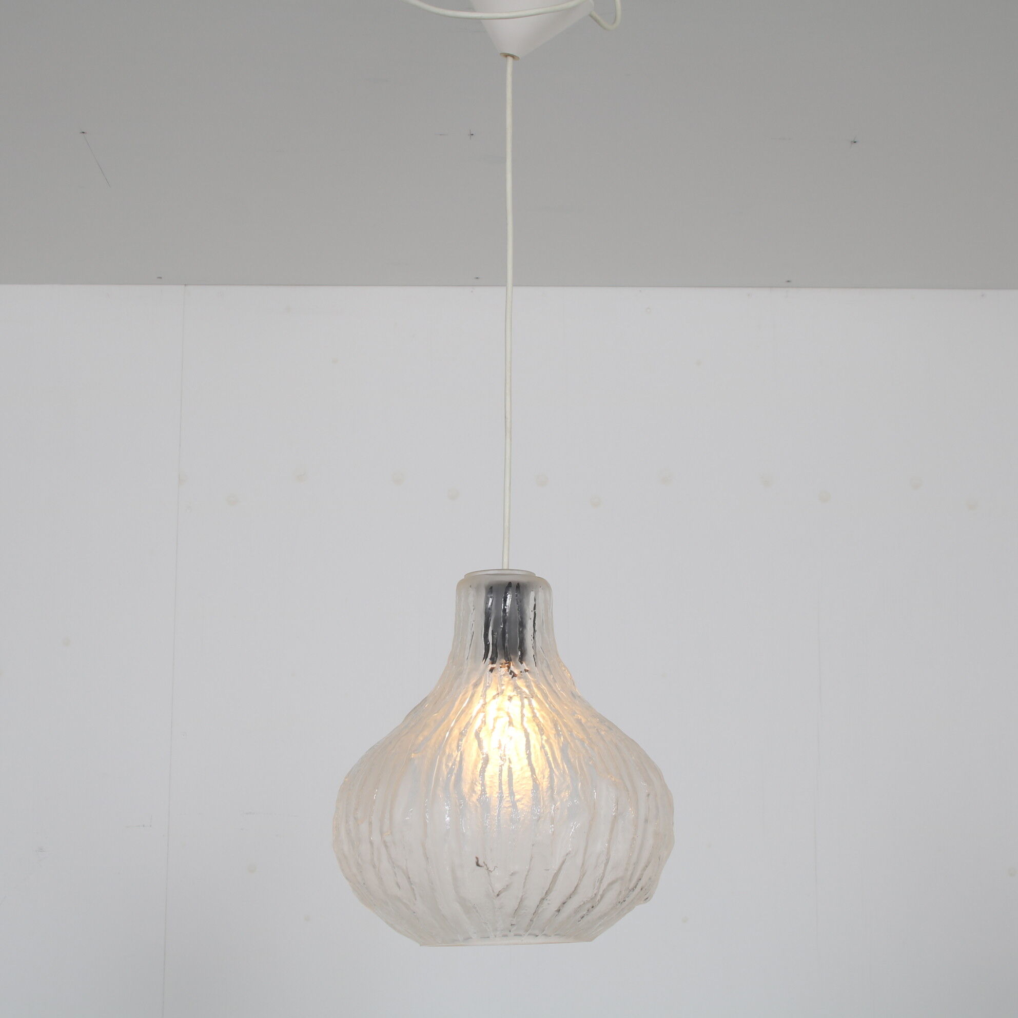 1960s Frosted glass hanging lamp from Austria