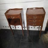 Pair of Louis XV style bedside tables in marquetry