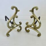 Asymmetrical art nouveau bronze chenets