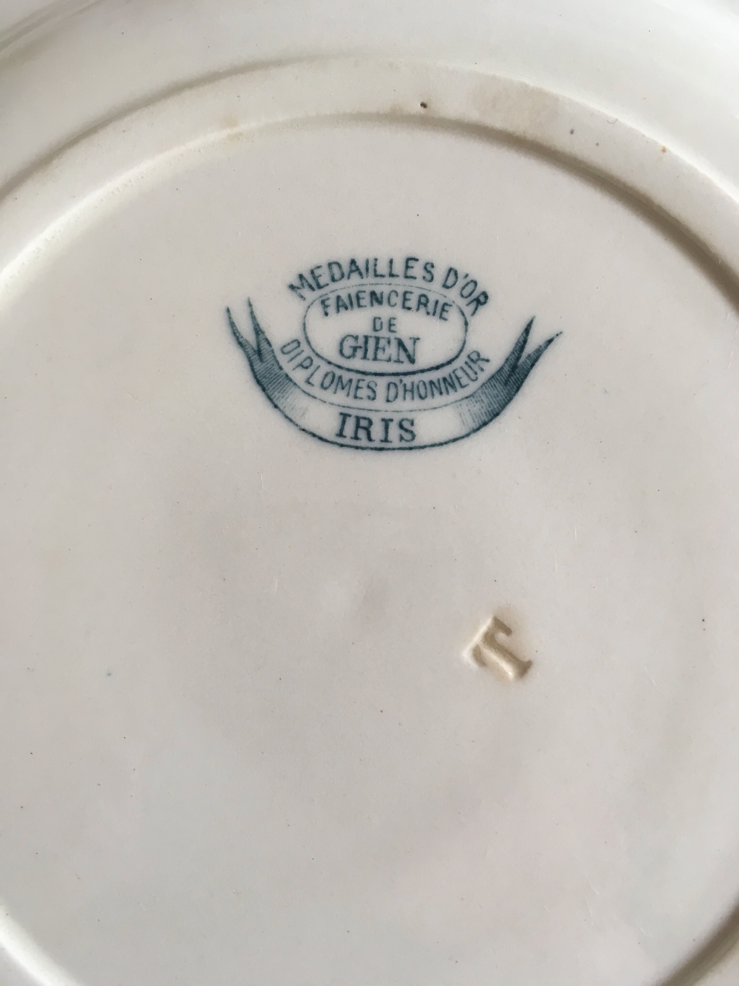 Faience of Gien Iris decoration plates