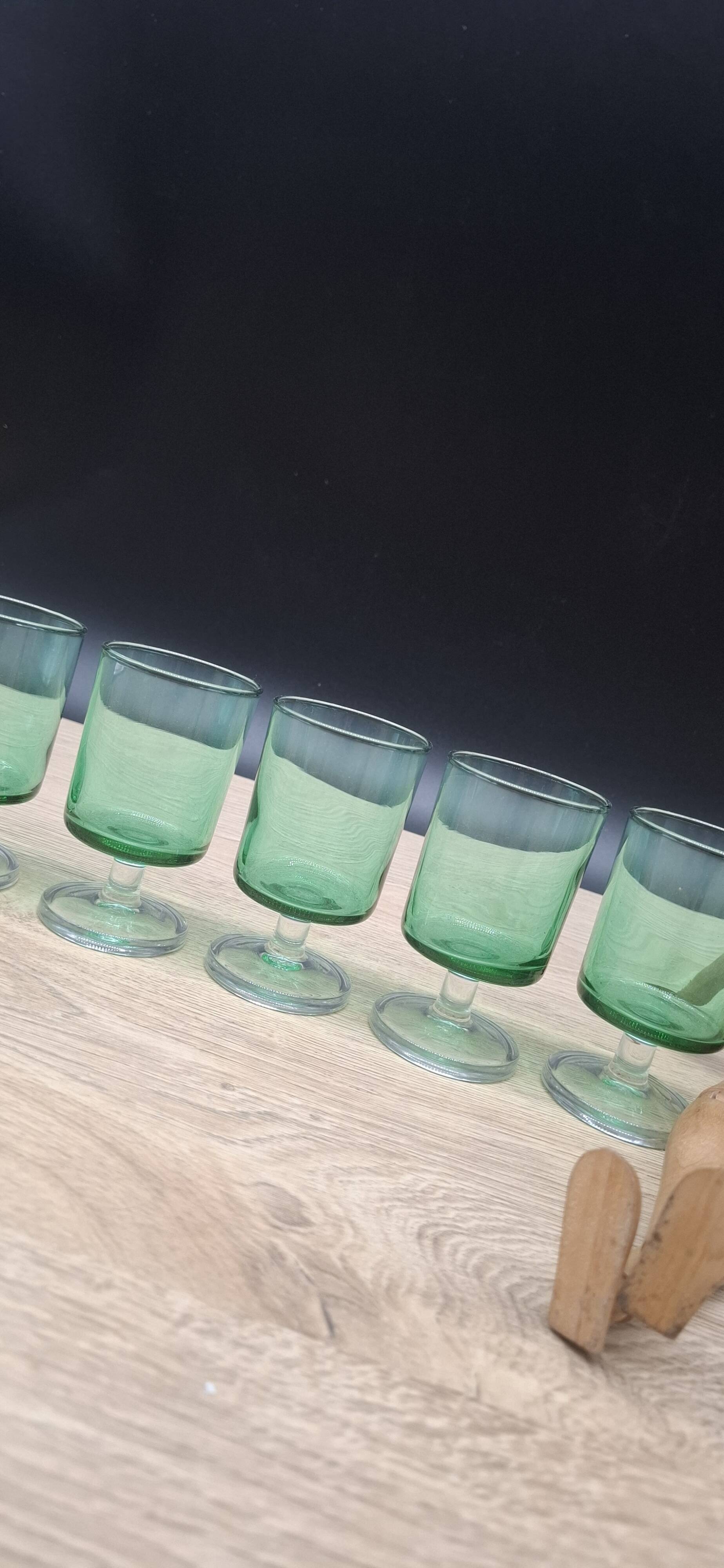 Set of 5 Emerald Green Suede Glasses