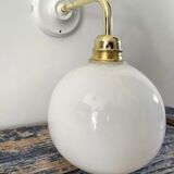 White opaline globe wall lamp