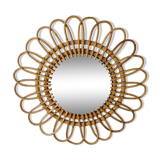 Vintage 70s style rattan sun mirror