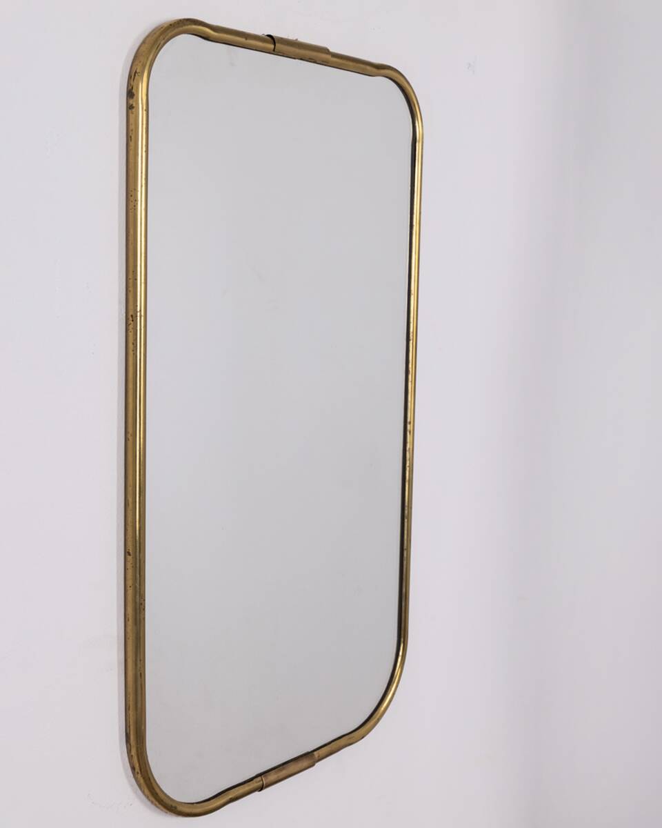Vintage 60s wall mirror in golden brass italian design