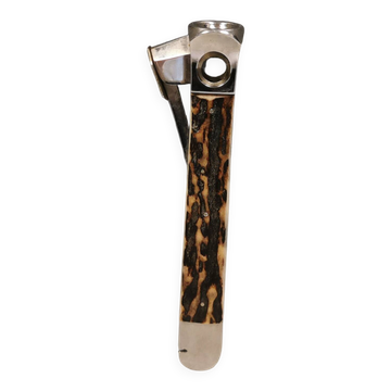 Ancien coupe-cigare en corne de cerf et acier inoxydable, Solingen, Allemagne, années 50-60
