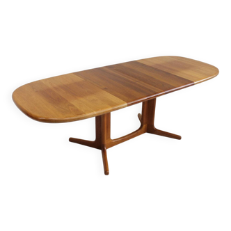 Vintage Glostrup Danish oval extendable dining table solid teak 1960s