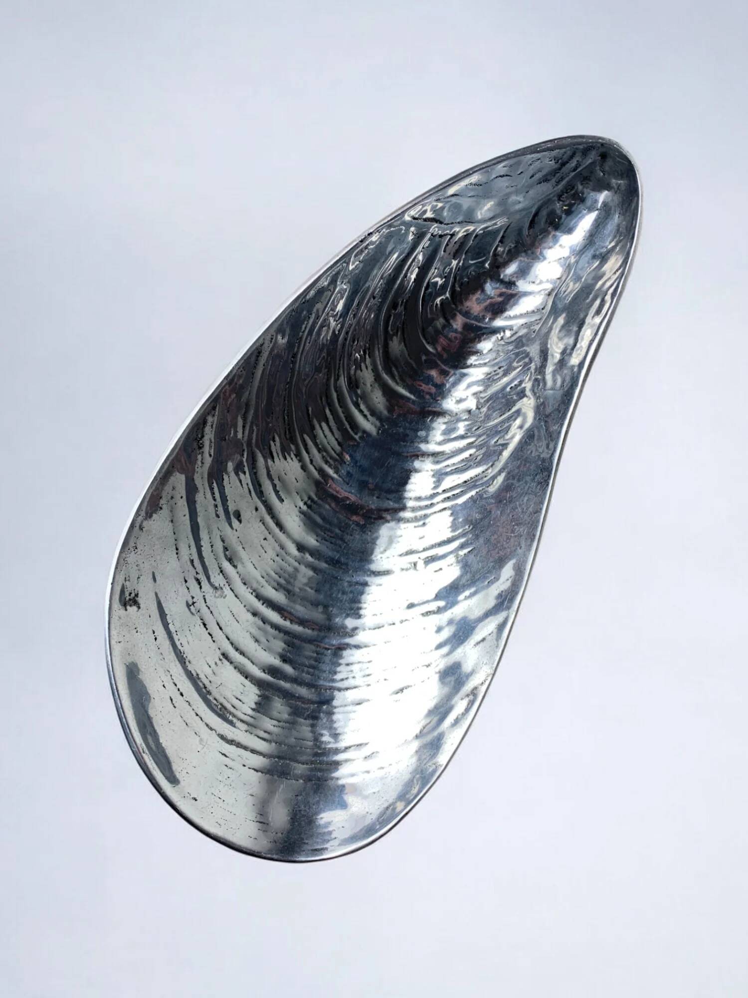 Vide poche coquillage, moule en métal chromé, Italie, années 1970