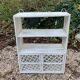 Vintage white rattan wall shelf