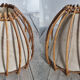 Paire abats jour, rotin, vintage, années 60