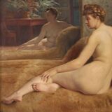 Nu féminin du XXe siècle, peinture signée P. Sieffert