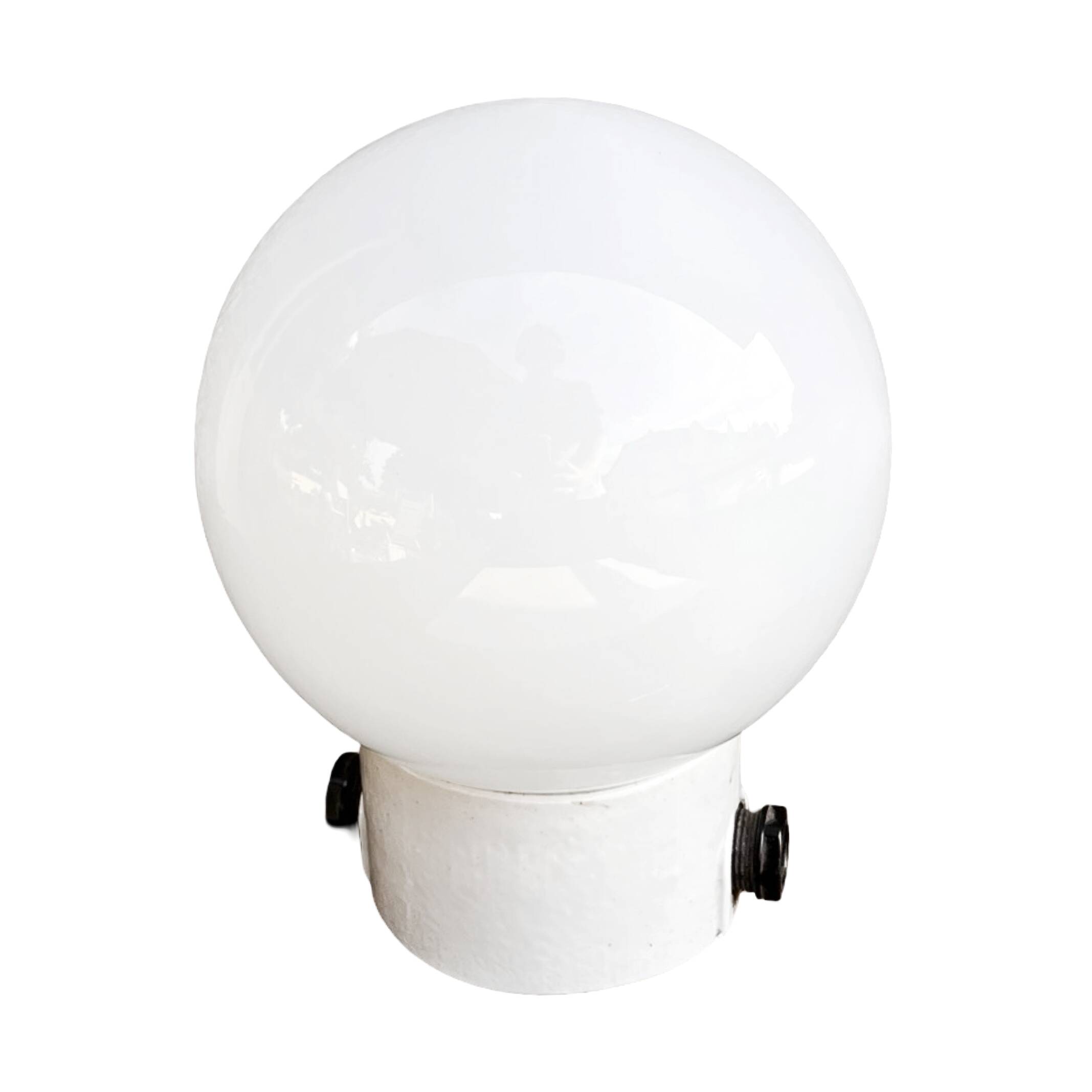 Industrial wall lamp, white, glass, foton, poland, 1960s.