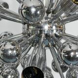 Lustre Sputnik chromé vintage par Reggiani Italie années 1970