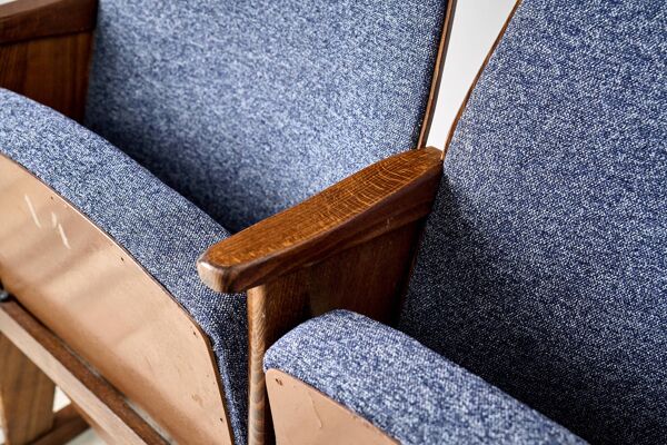 Chaises de cinéma pliantes vintage bleues, Tchécoslovaquie des années 1970