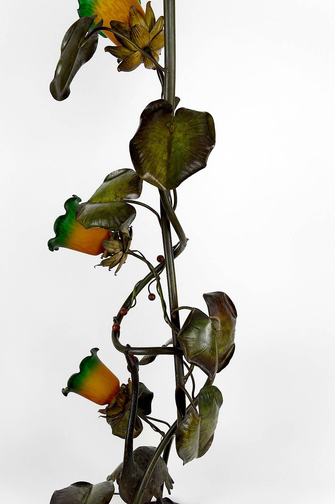 Japanese-style Heron floor lamp, Art Nouveau, France, circa 1900