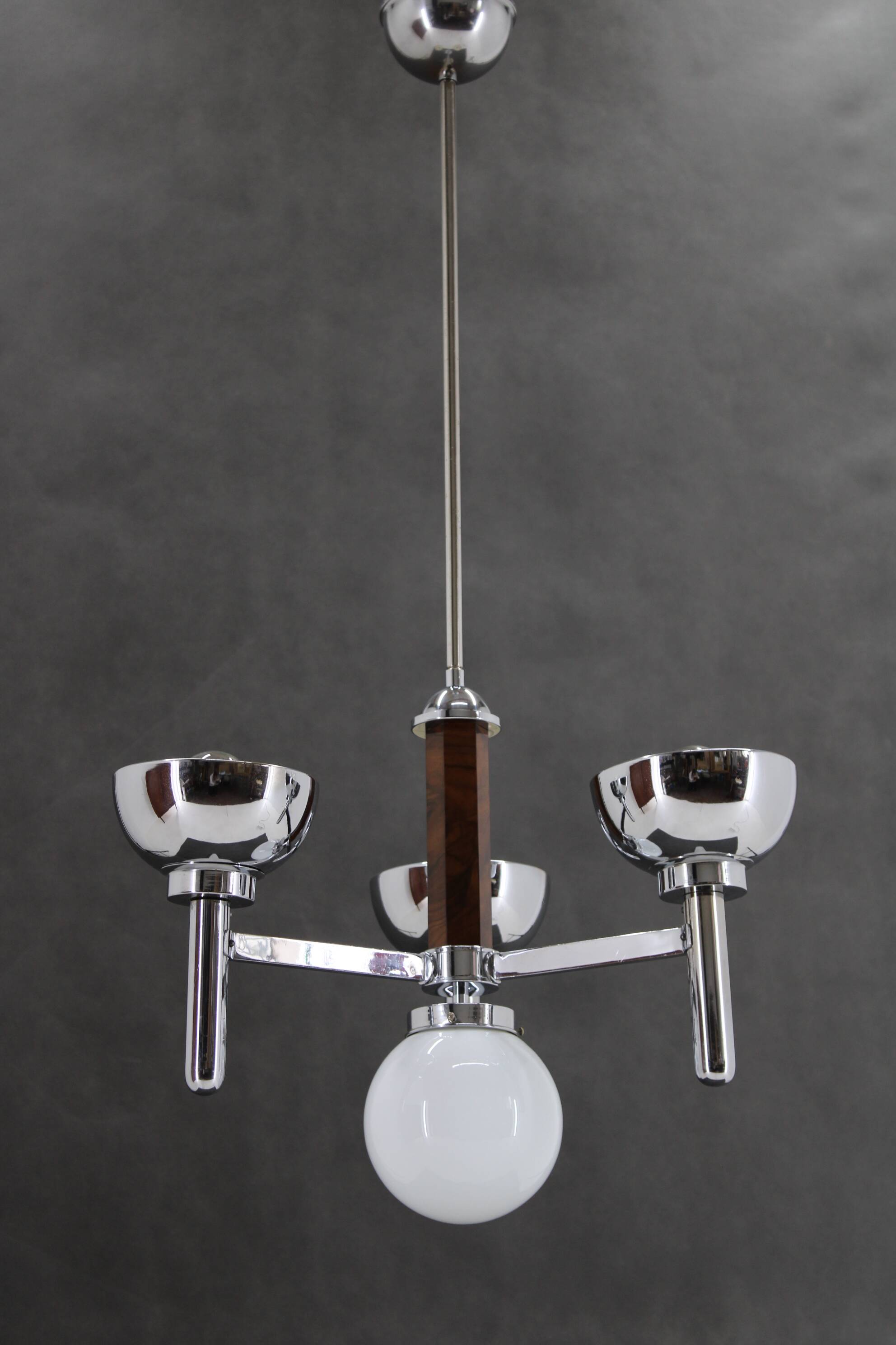 1930s Art Deco Chandelier, Czechoslovakia