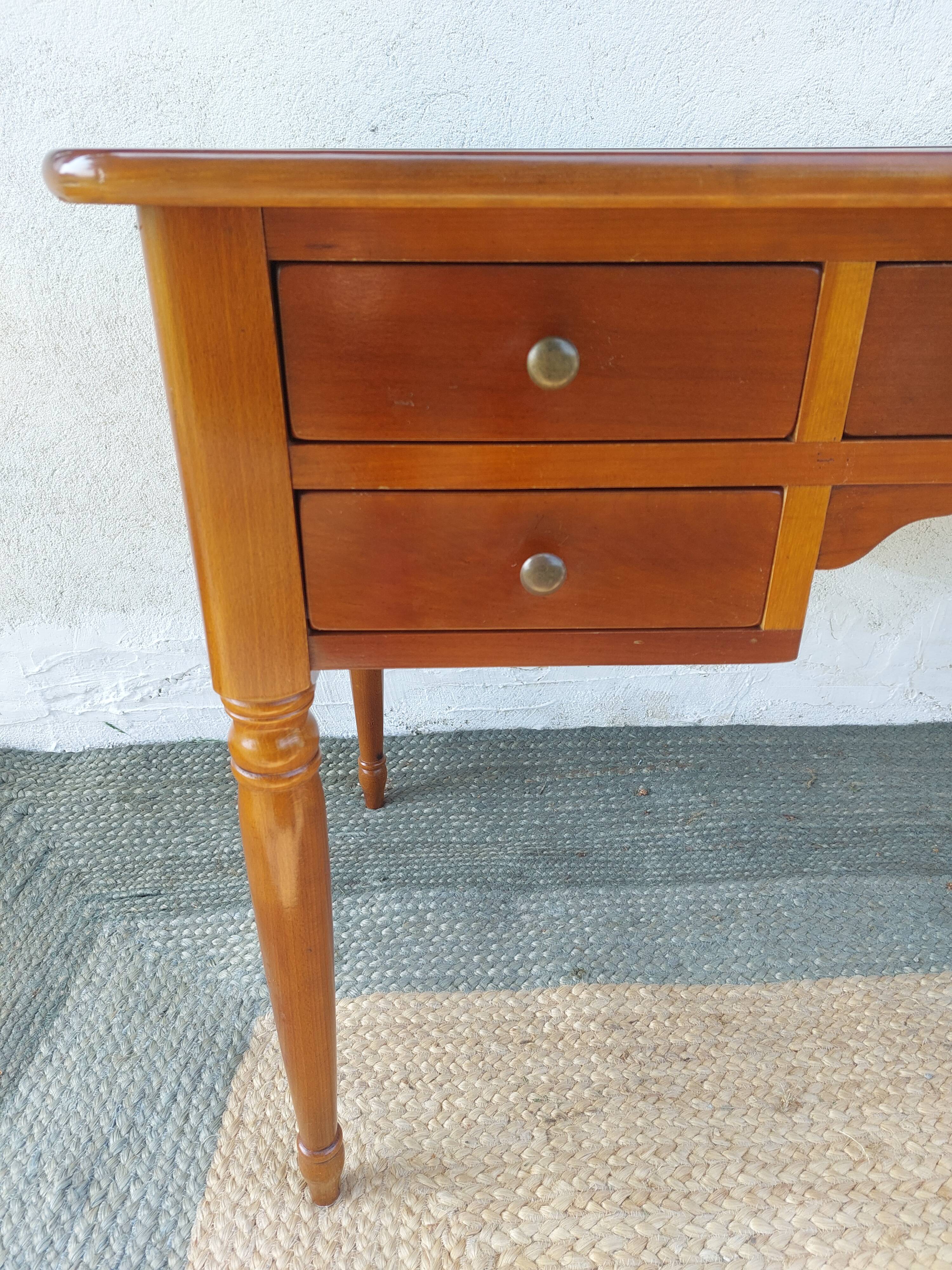 Desk, black leather top
