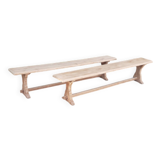 Pairs of monastery benches Solid oak raw wood