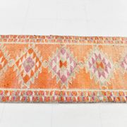 3x12 Soft Orange & Pink Handwoven Geometric Pattern Turkish Runner,87x352Cm