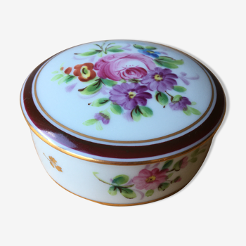 Boite ronde en porcelaine peinte à la main