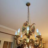 Set of painted metal chandeliers with flower decor