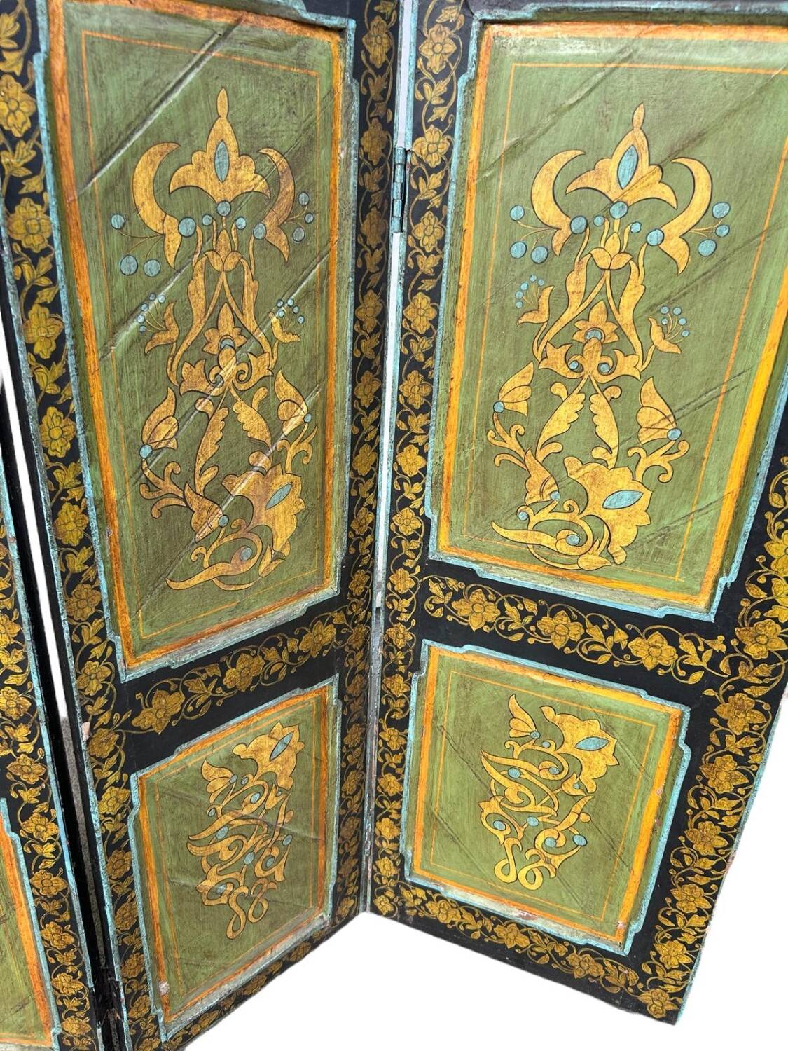 Painted Wooden Screen India 19th H 206 XL 171 Cm