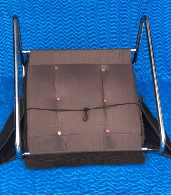 FAUTEUIL VELOURS MARRON CHROME 1970 IKEA VINTAGE