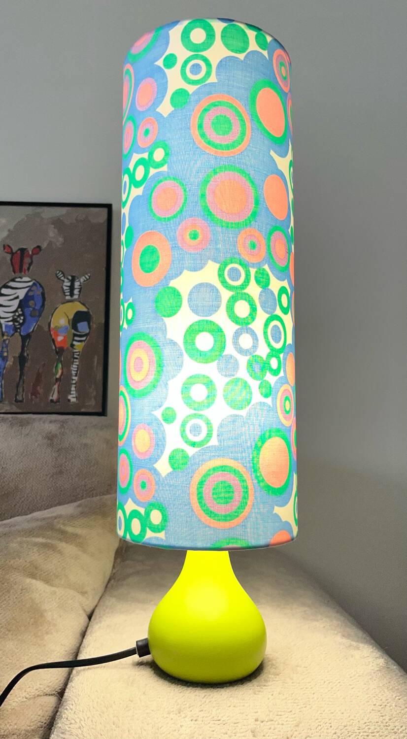 Table lamp with handmade lampshade