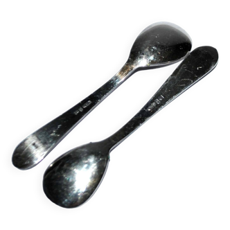 Vintage silver metal salt spoons OKA 12