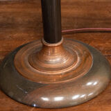 White Mazda opaline lamp on stand in wood and brass