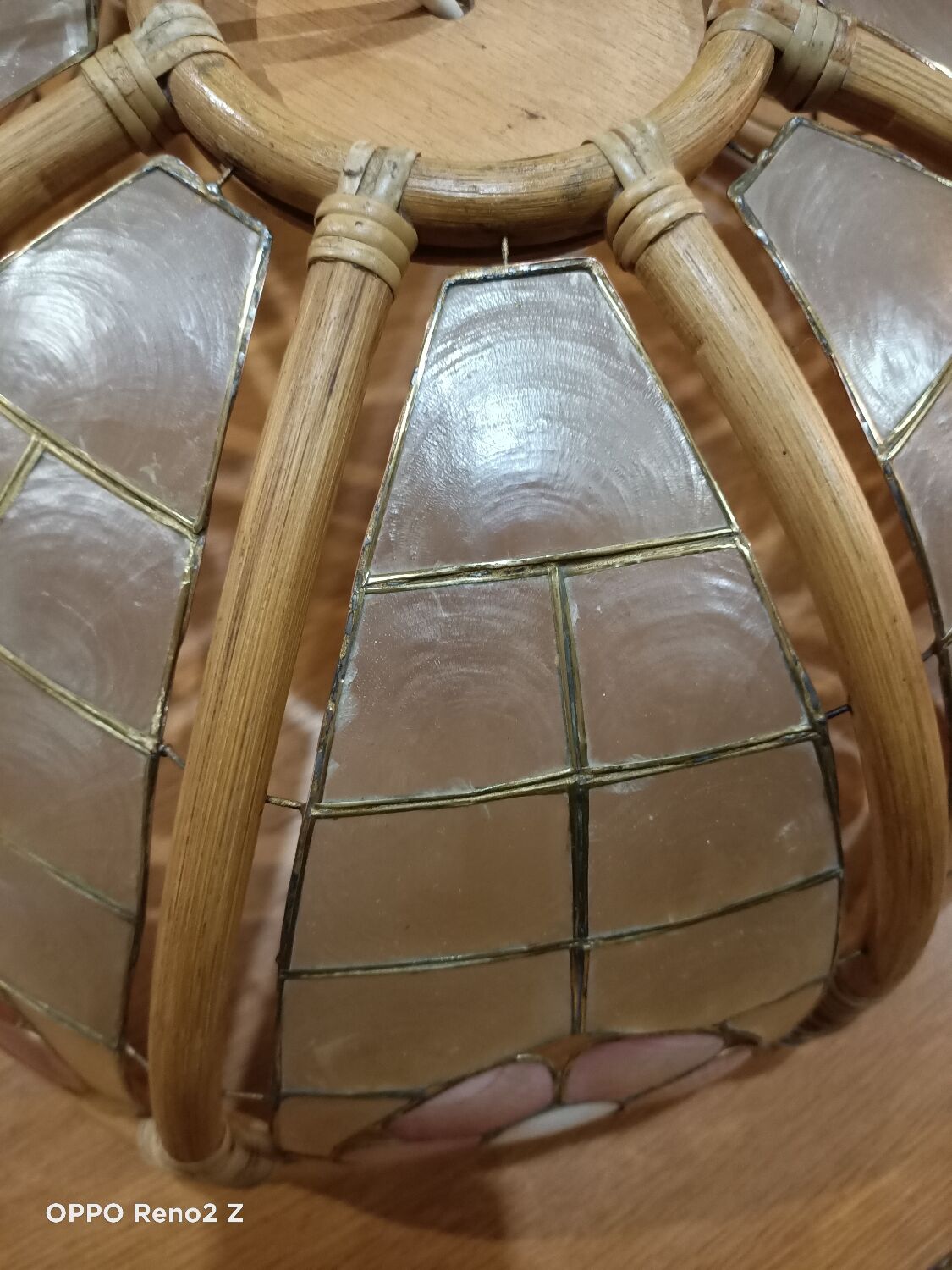 Suspension nacre et bambou