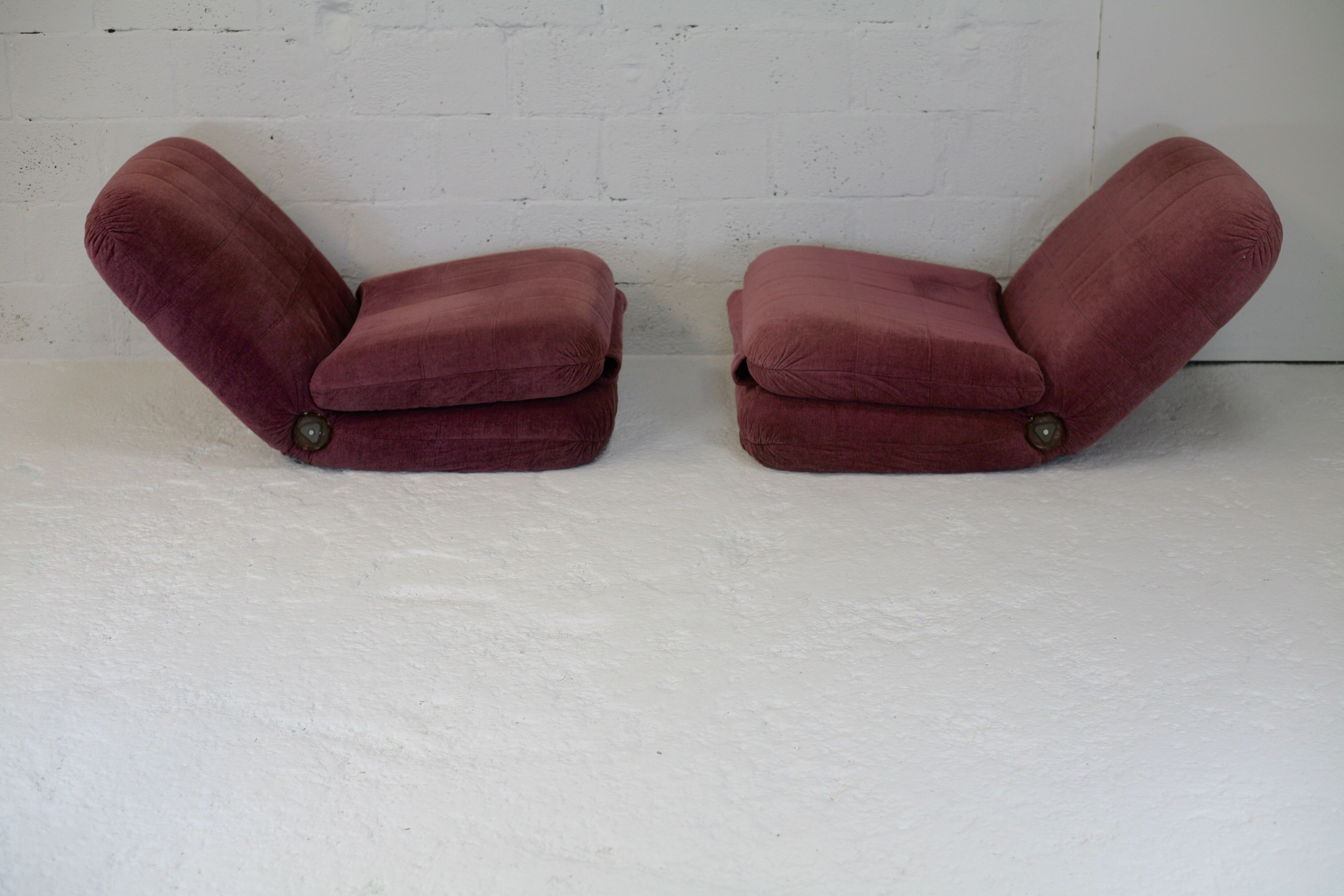 Pair of "eggplant" armchairs, France, circa 1970