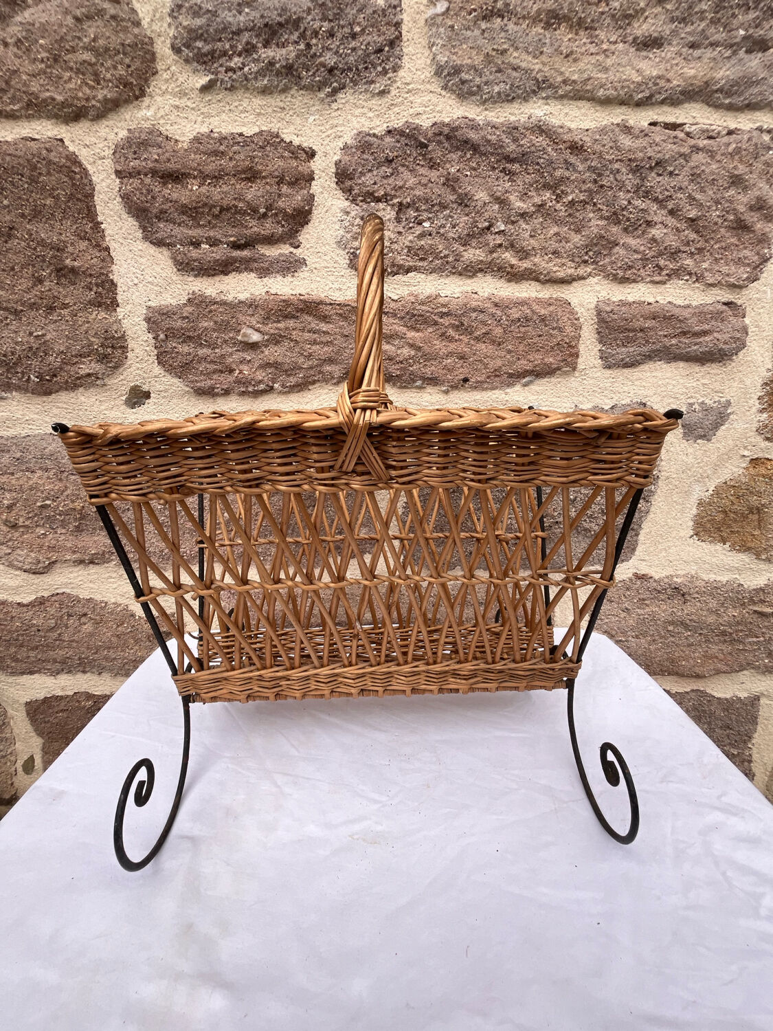 Rattan magazine rack