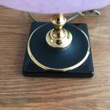 Vintage ceramic lamp brass and pink glass ball