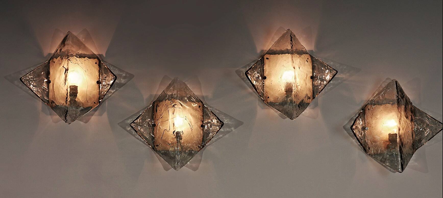 Set of 4 Murano Glass Sconces LP253 by Carlo Nason for Mazzega, Italy, 1970