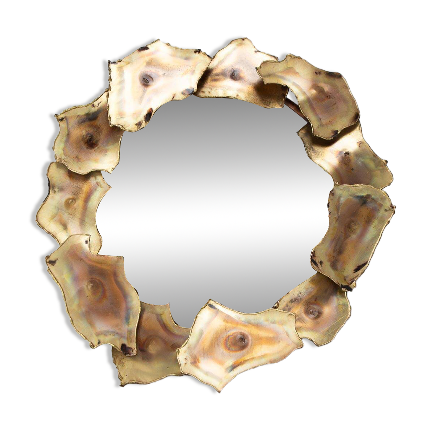 Brass sun mirror from around 1970 (31 cm)