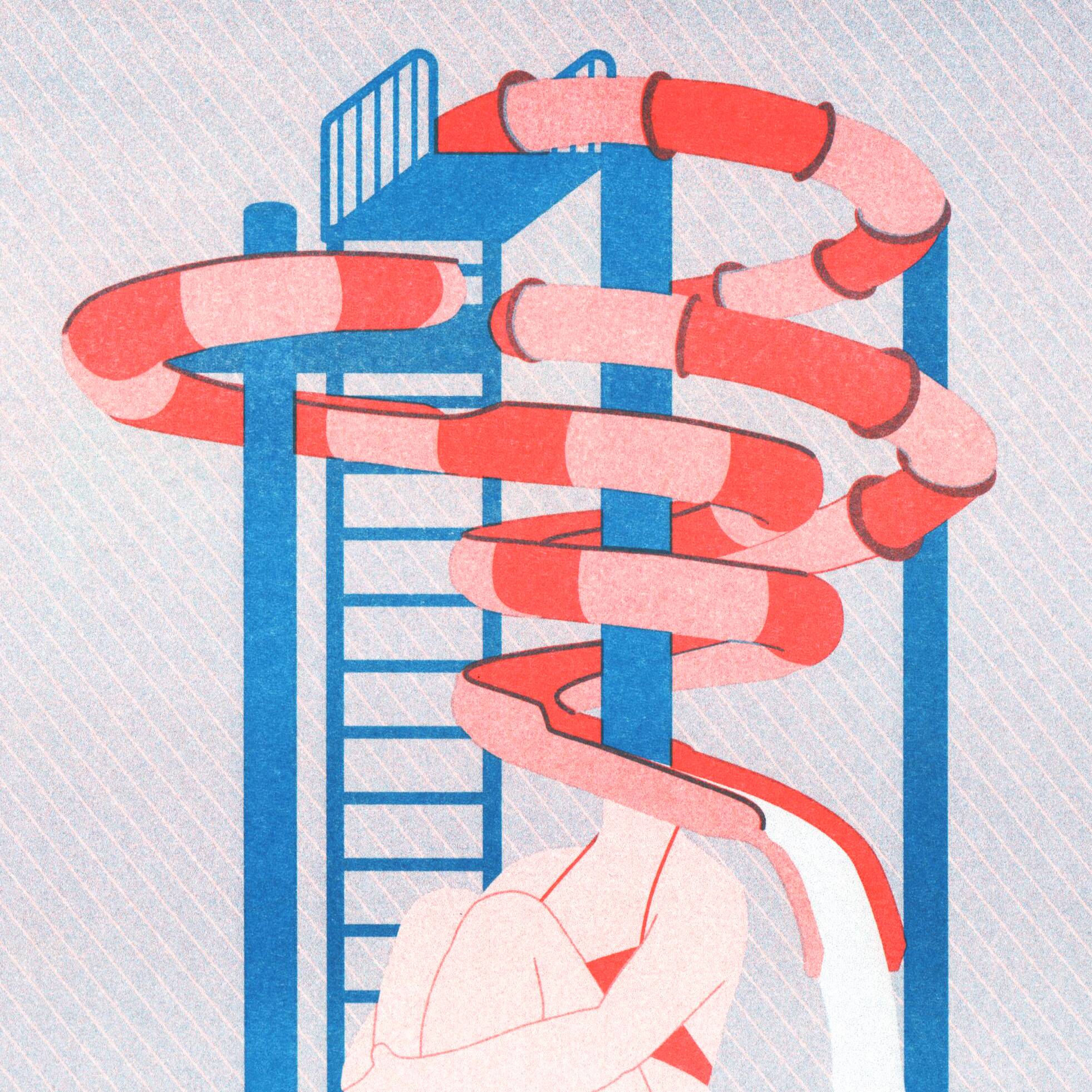 The Toboggan Woman, A4 Risograph, Signed Art Print