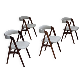 1960s, Danish design by Th.Harlev, model 205, set of 4 reupholstered chairs