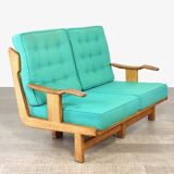 Rare Guillerme & Chambron Solid Oak Sofa, France 1960s