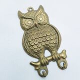 Patère double en laiton représentant un hibou