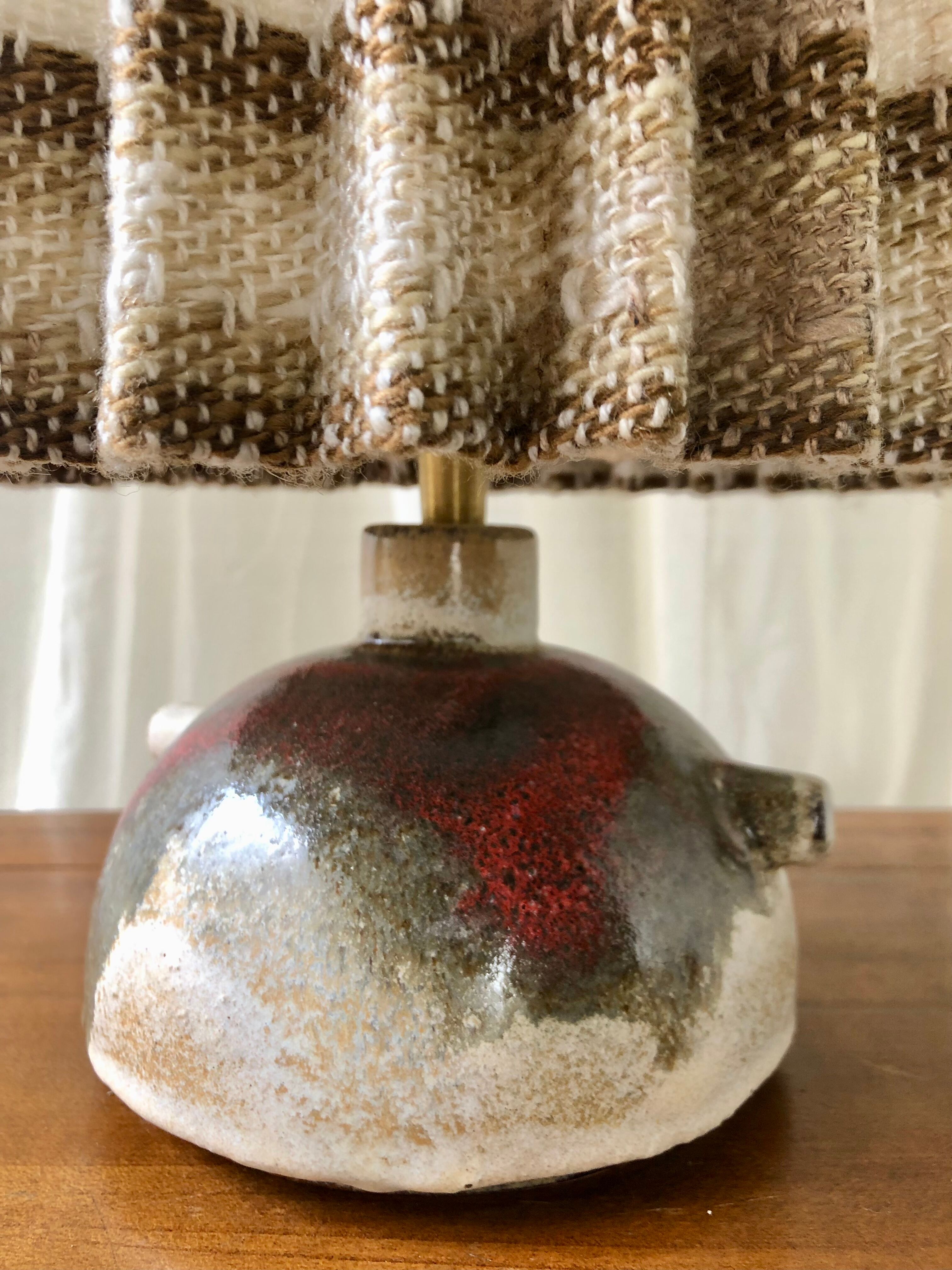 West Germany ceramic lamp and pleated lampshade
