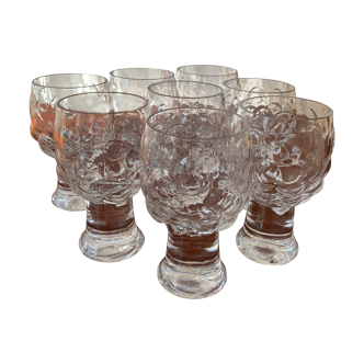 8 Kosta Boda wine glasses Grapes motif
