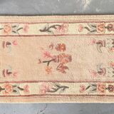 Vintage beige pink velvet rug 118 x 60cm