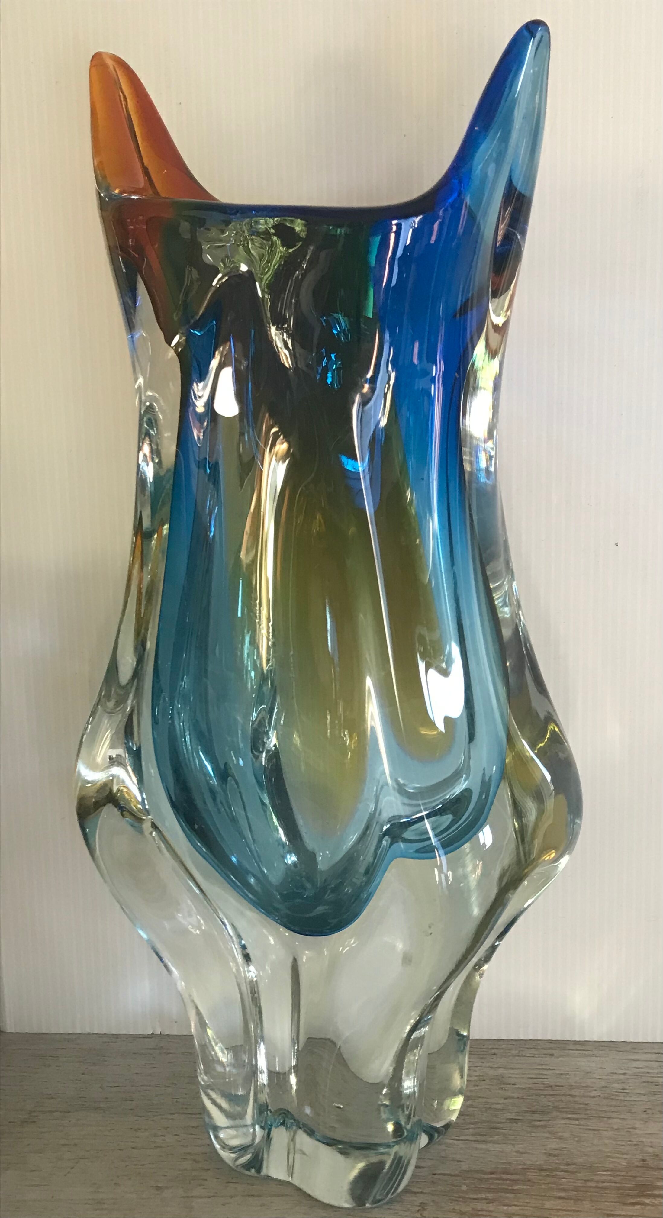 Glass vase by Art Chribska circa 1960
