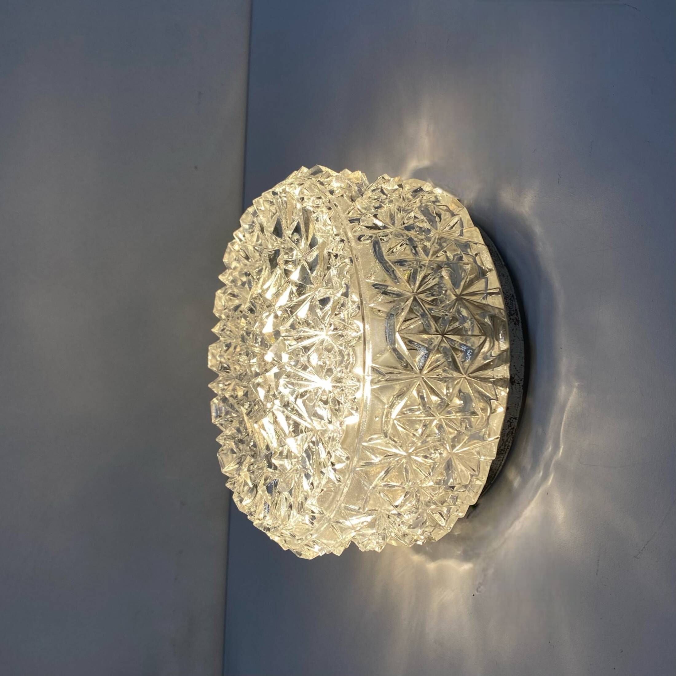 Minimalist glass ceiling wall light 1970 1980 seventies eighties Erco LAMP-7199