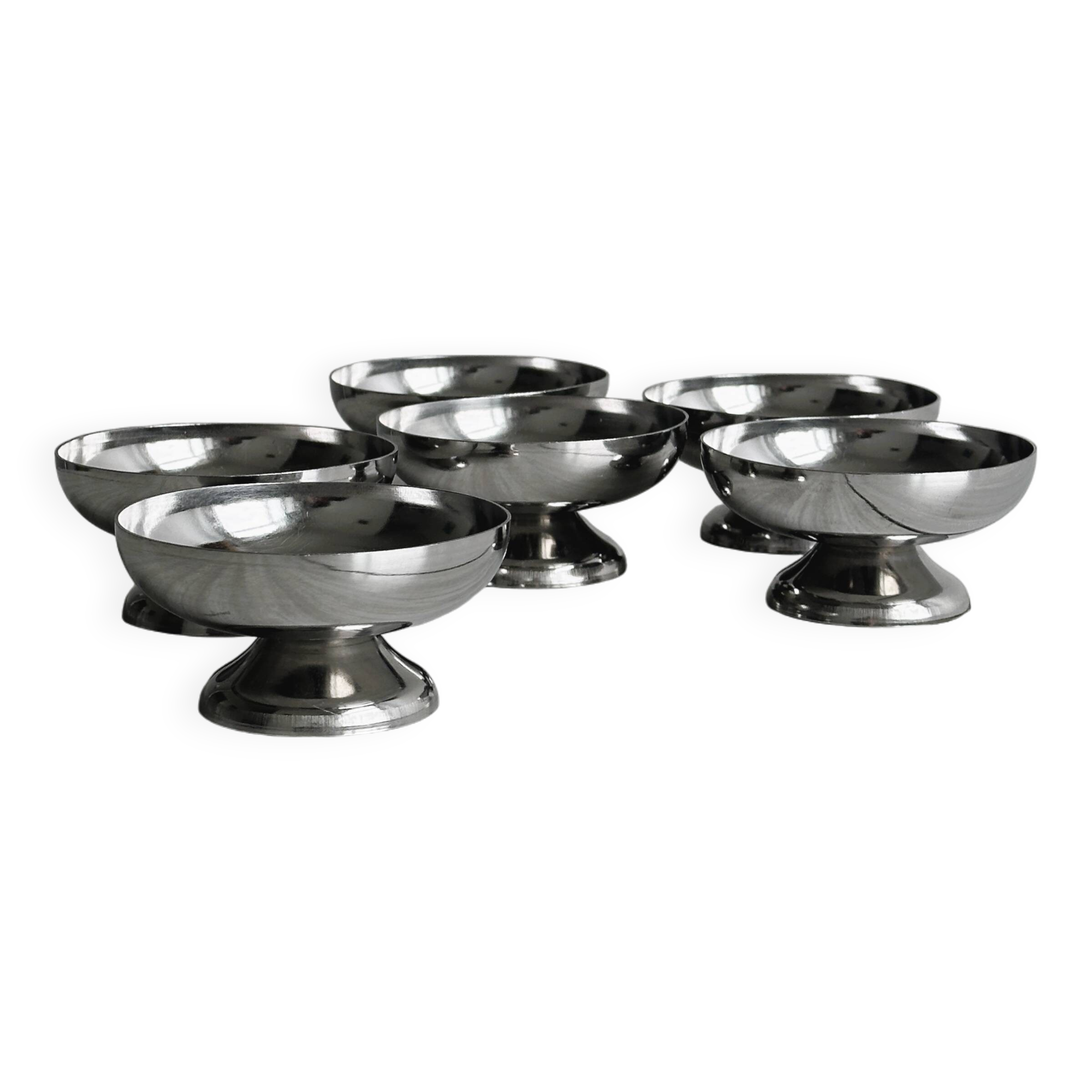 6 coupelles sur pied en inox style Letang Remy