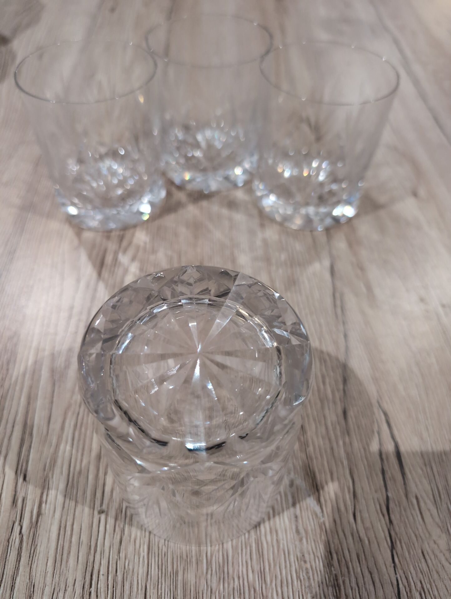 Lot 4 Verres a Whisky Cristal Taille Diamant Gobelets Old Fashioned