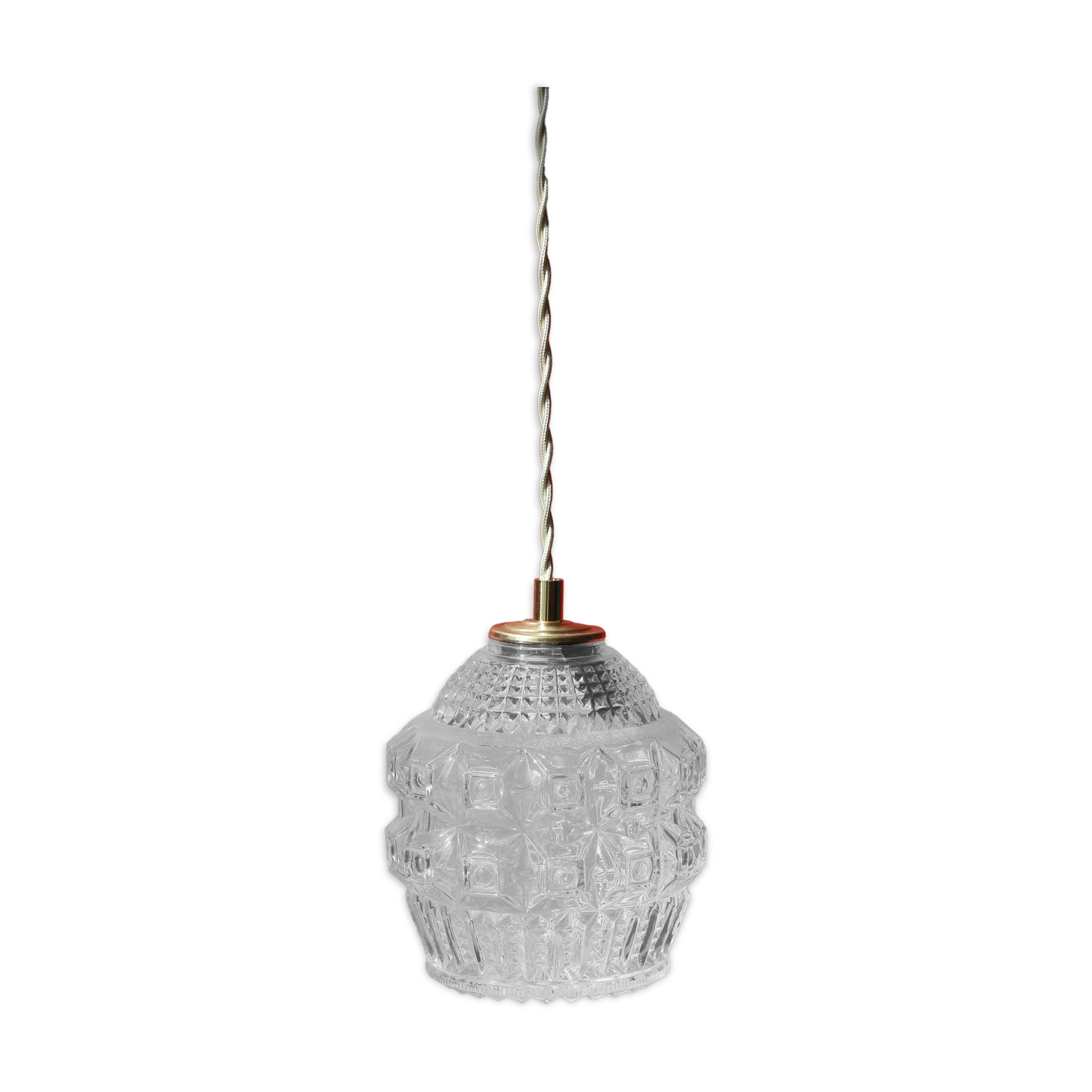 Hanging lamp textured patterned glass and relief