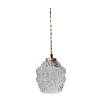 Hanging lamp textured patterned glass and relief